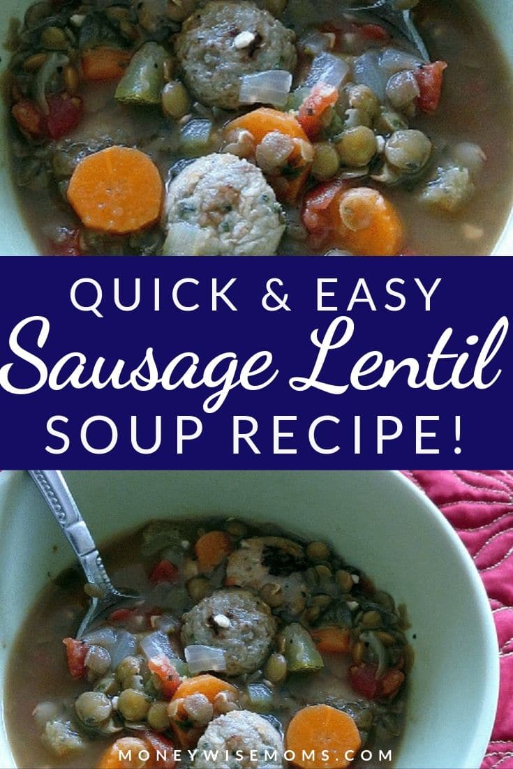 Need an easy and healthy dinner that comes together quickly? This Sausage Lentil Soup is just the thing! Making this quick and easy soup recipe is great for weeknight dinners. We also make this recipe for meal prep, it heats up well throughout the week for lunches and dinners. 