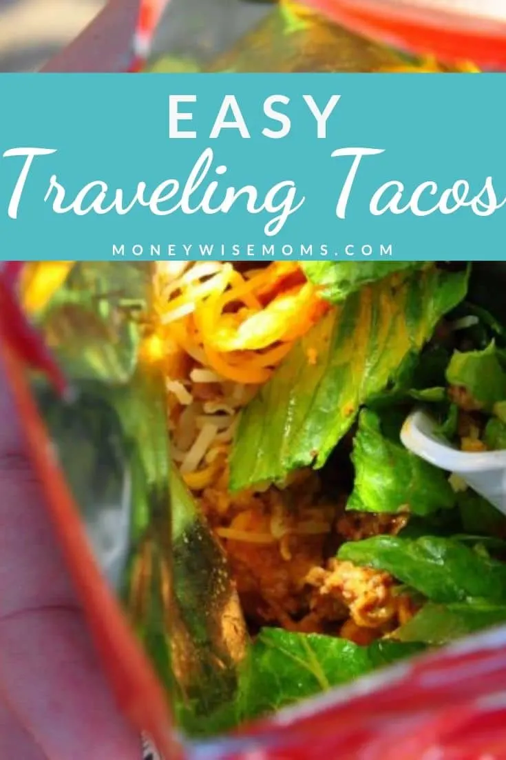 These Traveling Tacos are a huge hit at our swim meet concessions. See the other time I love to make them! For a fun weeknight dinner or a meal on the go this recipe for a taco in a bag is perfection! 