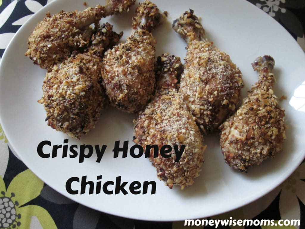 chicken legs with crispy honey coating on white platter