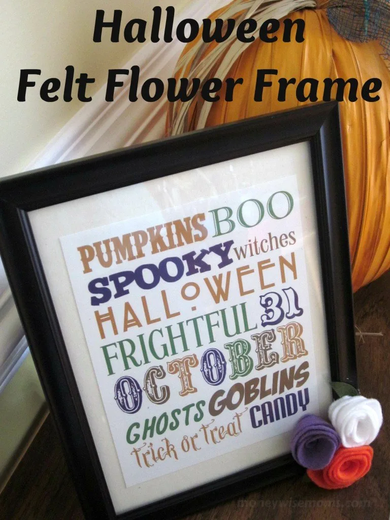 Halloween Felt Flower Frame - 50 Frugal Halloween Decorations You Can Make