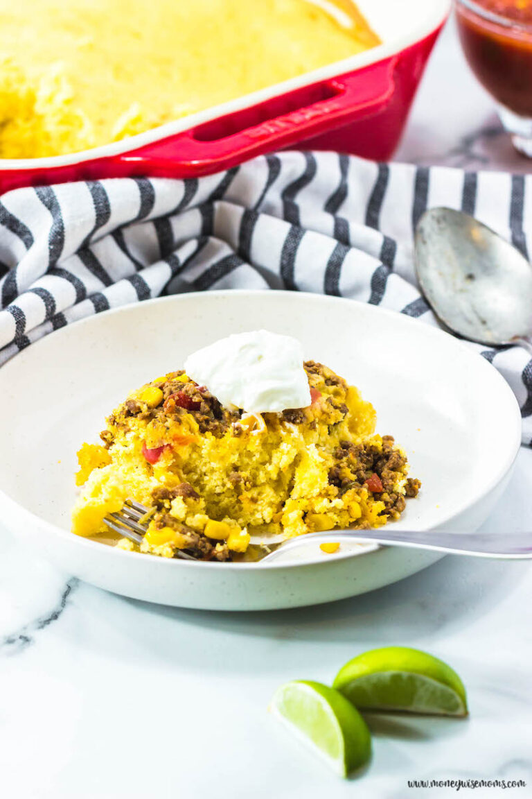 Featured image showing the finished taco cornbread casserole ready to eat