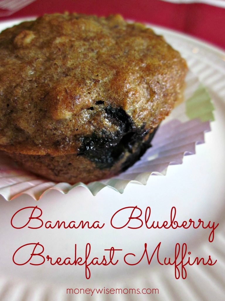 baked banana blueberry breakfast muffin on white plate
