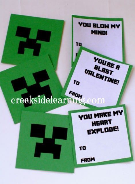 Creeper Valentines from Creekside Learning | Minecraft Valentines Roundup at MoneywiseMoms
