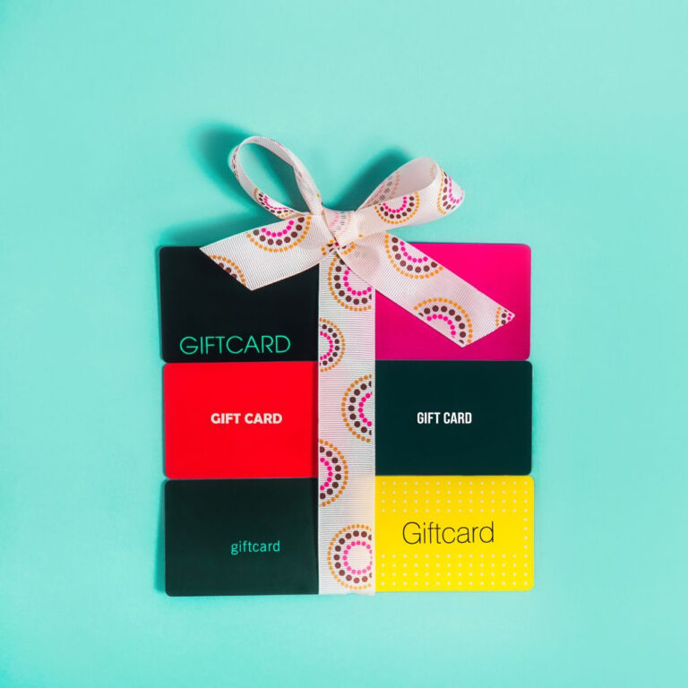 gift cards laid out to look like a present