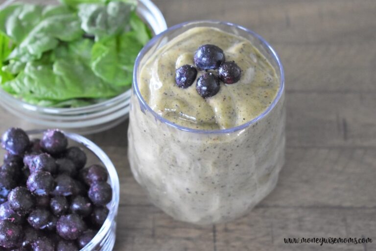 featured image showing the finished tropical green smoothie recipe ready to drink.