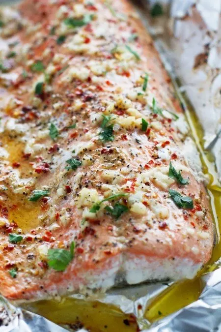 Garlic Butter Baked Salmon in Foil from Little Spice Jar | Super Salmon Recipes