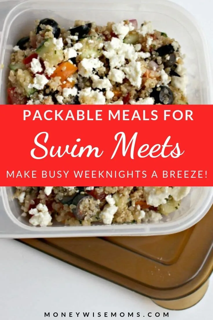 We're out at the neighborhood pool all. the. time. And while I like to support our team (and the team we're visiting) by spending at concessions, it really adds up! So for our meets, I prefer to pack meals for the whole family. It needs to be easy, it needs to be healthy, and it needs to be packable.