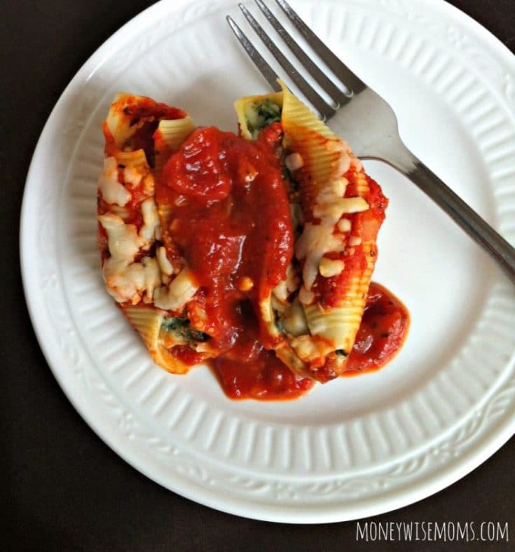 Spinach Stuffed Shells - easy vegetarian freezer meal