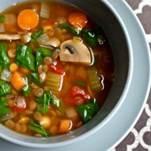 Easy and healthy! This Lentil Vegetable Soup is filled with vegetarian protein and fresh vegetables for a simple, filling meal.