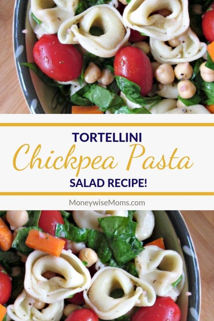 This Tortellini Chickpea Pasta Salad is an easy vegetarian meal that's filled with fresh flavors. It's one of my family's favorite cold dinners.