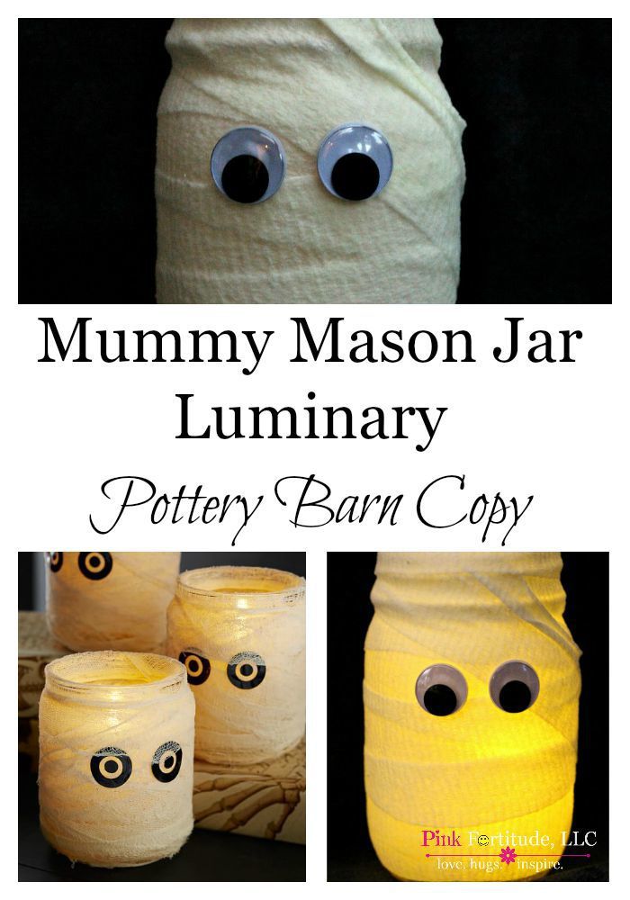 Mummy Mason Jar Luminary from Pink Fortitude - 50 Frugal Halloween Decorations You Can Make