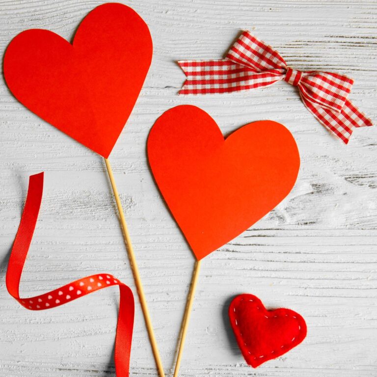 Valentines Day decorations hearts ribbons