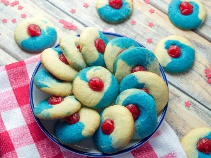 picture showing patriotic cookies in a bowl all ready to eat