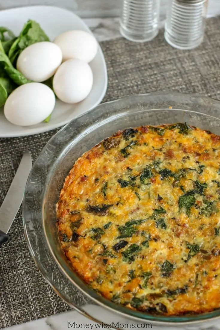 Making a crustless quiche is quick and easy. This spinach and ham quiche can be made without without the mushrooms. Try the spinach mushroom quiche for breakfast, brunch, or even breakfast for dinner. 