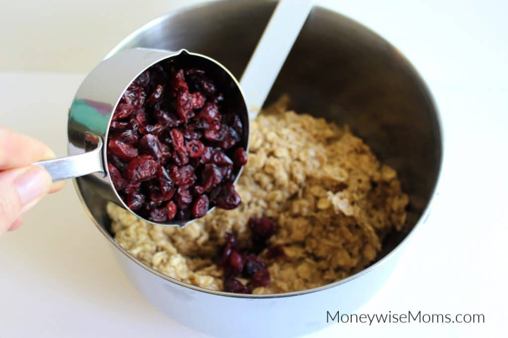 Mix dried cranberries to oatmeal cookie dough