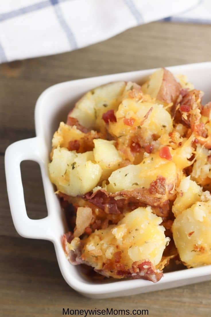 These cheddar bacon ranch smashed potatoes are so delicious and indulgent. A family friendly side dish recipe that is easy to make and tastes great! These ranch smashed potatoes will be a fast favorite for anyone who gives them a try! 