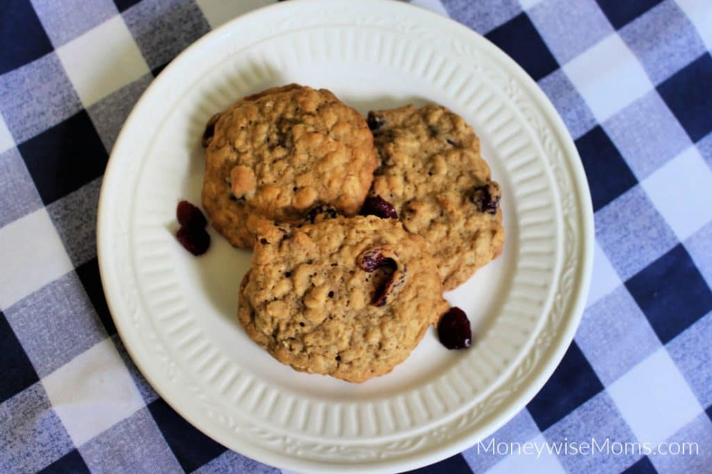 Cranberry Oatmeal Cookies on white plate