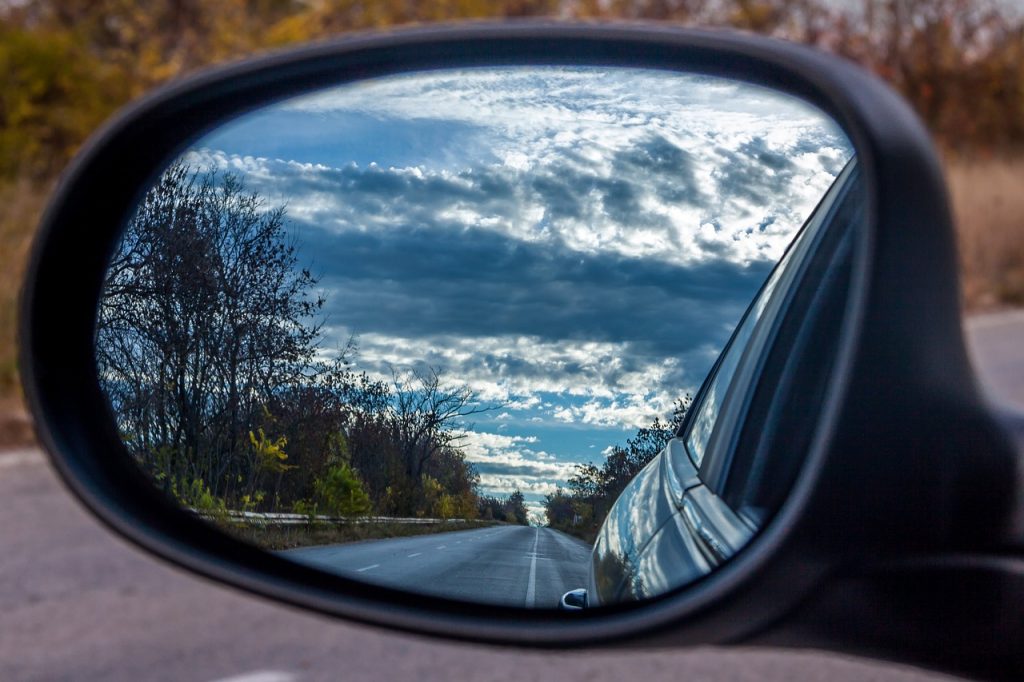 Rearview mirror on a car