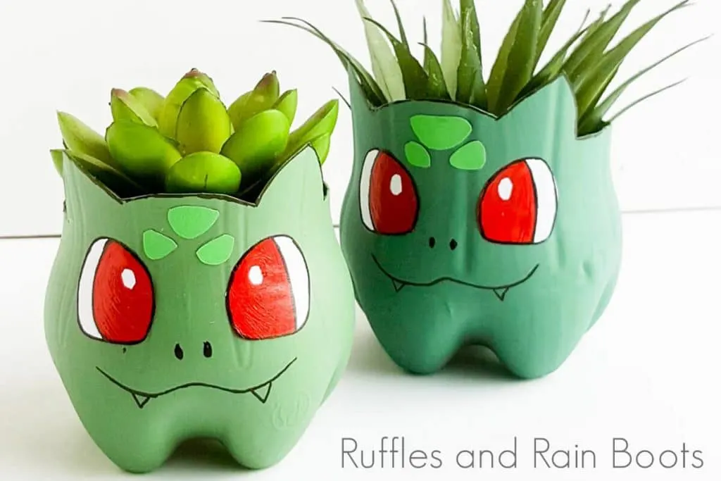 Bulbasaur Planters from Ruffles and Rainboots - DIY Pokemon Gifts