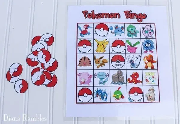 Pokemon Bingo Card from Diana Rambles - DIY Pokemon Gifts