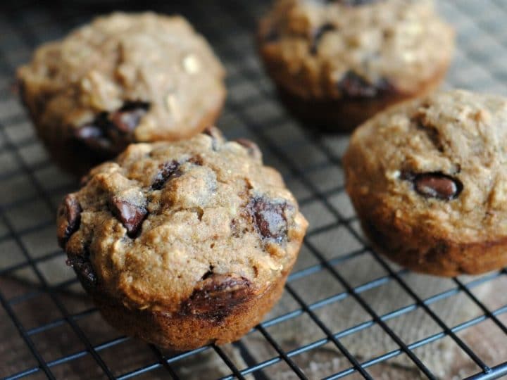 Banana Oatmeal Muffins with chocolate chips