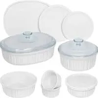 CorningWare French White Round and Oval Ceramic Bakeware, 12-Piece
