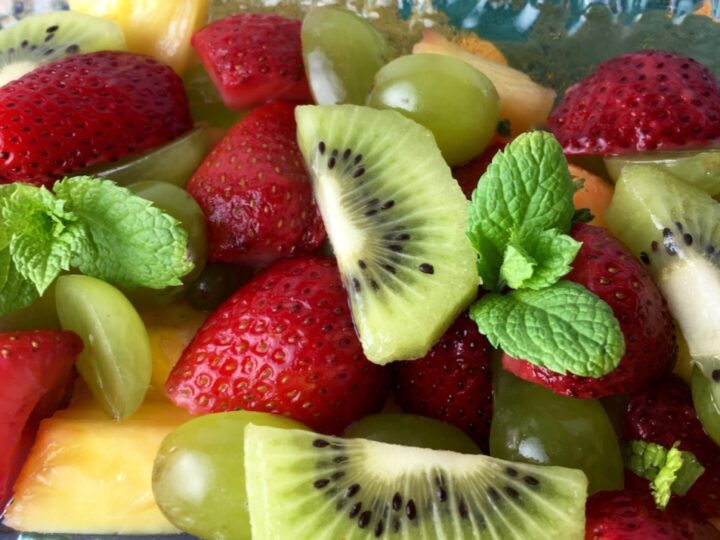 An easy recipe for fruit salad is great for parties and events but it is also a great way to get your family to eat more fruit! There's just something about fruit salad that makes eating fruit more appealing.