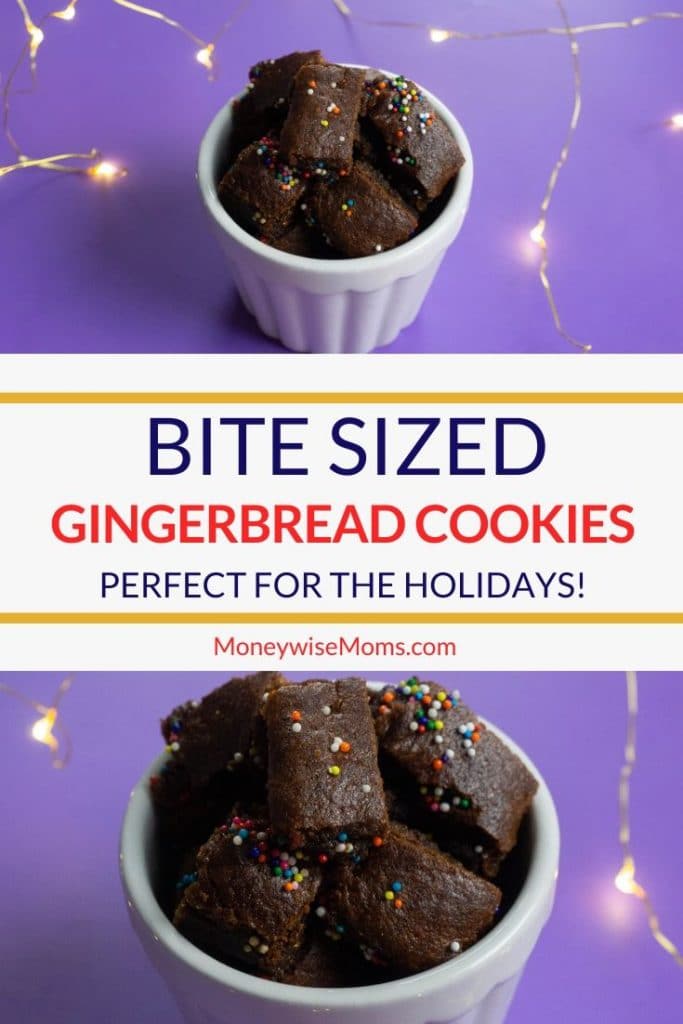 These bite sized gingerbread cookies are perfect for holiday snacking. They're easy, quick, and perfectly adorable for your holiday cookie plates. 