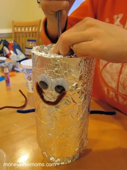 Make a robot from recyclables - winter activities for kids