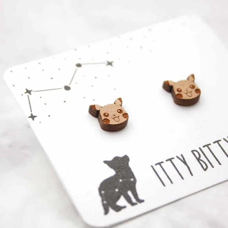 Pikachu Stud Earrings from Itty Bitty Fox at Etsy - Pokemon Gifts