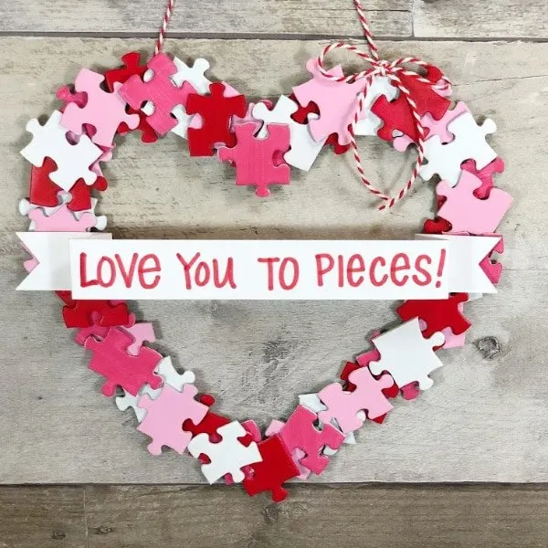 Puzzle Piece Valentine Wreath