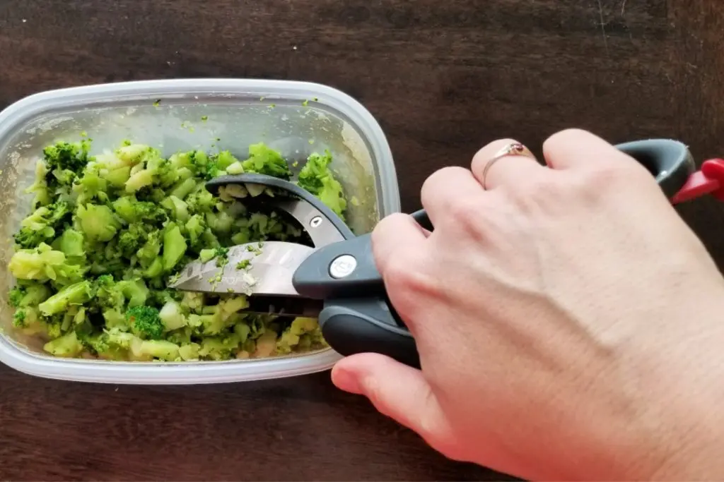 Prepare leftover vegetables by chopping