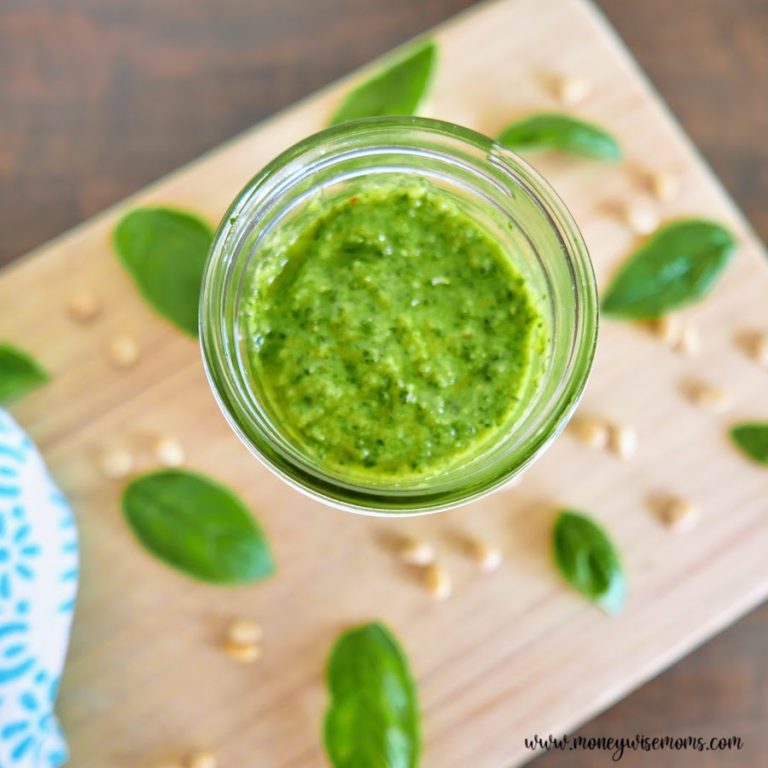 Featured image showing the finished basil pesto recipe ready to serve.