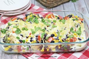 Featured image showing the finished taco chicken casserole