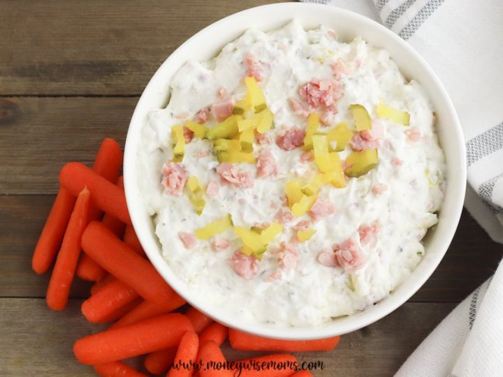 Featured image showing the finished pickle dip recipe.