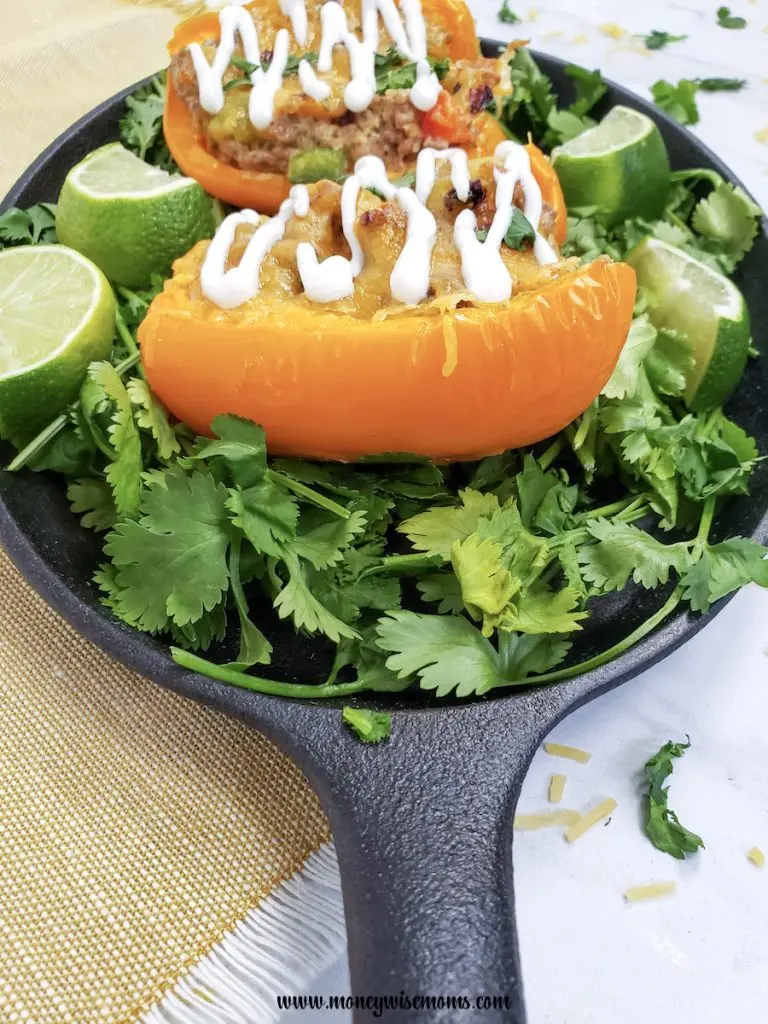 A close up view of the finished baked southwest peppers recipe. 