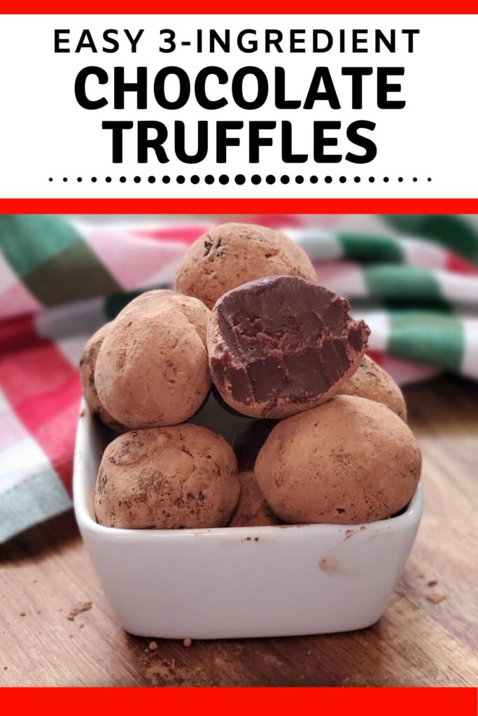 easy 3 ingredient chocolate truffles in white bowl