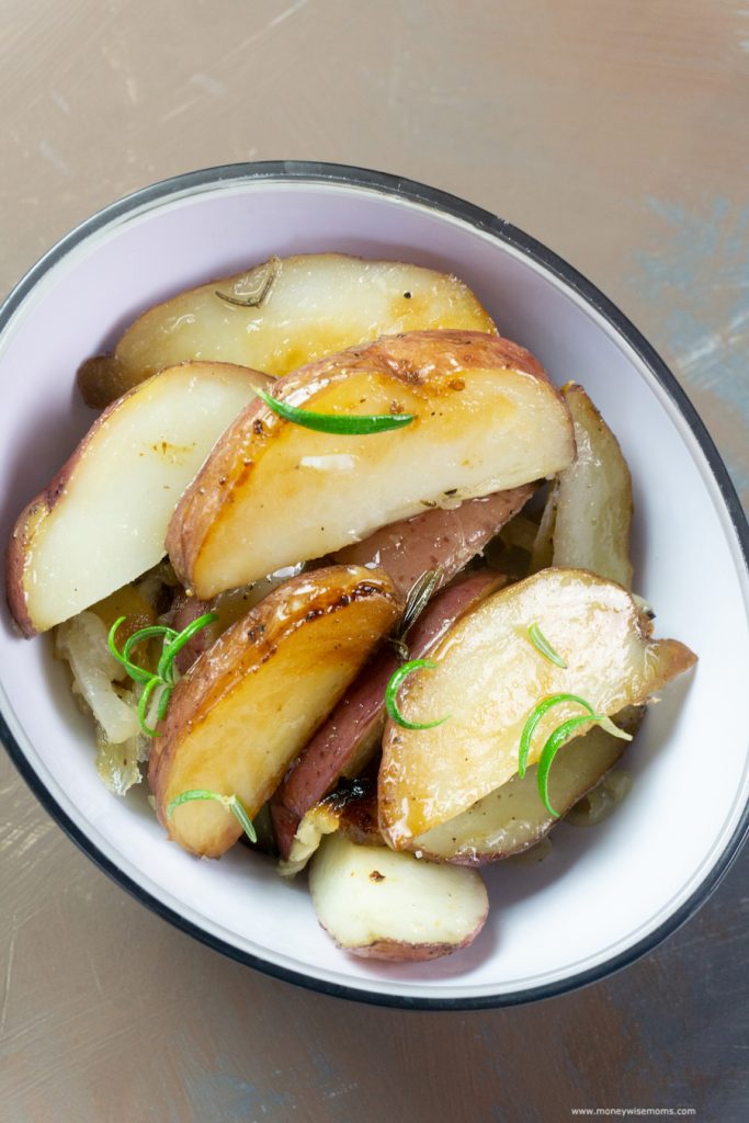 Oven roasted red potatoes recipe ready to be eaten. 