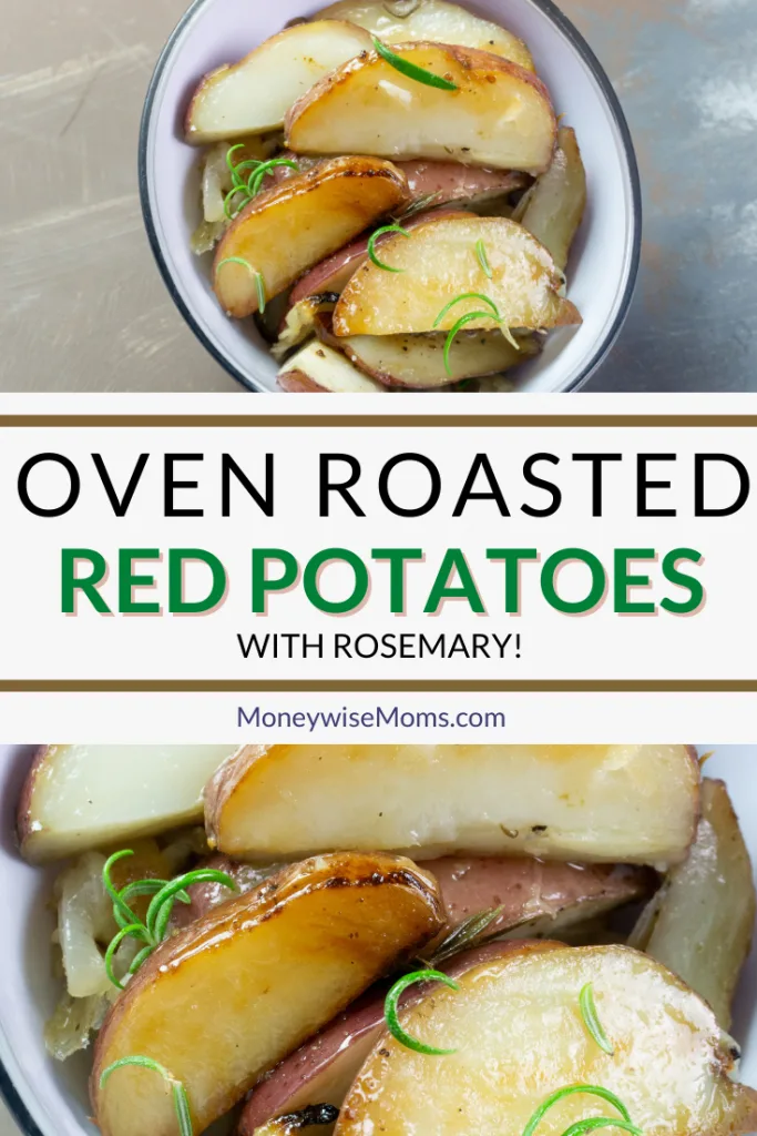 another pin showing the finished oven roasted red potatoes recipe. 