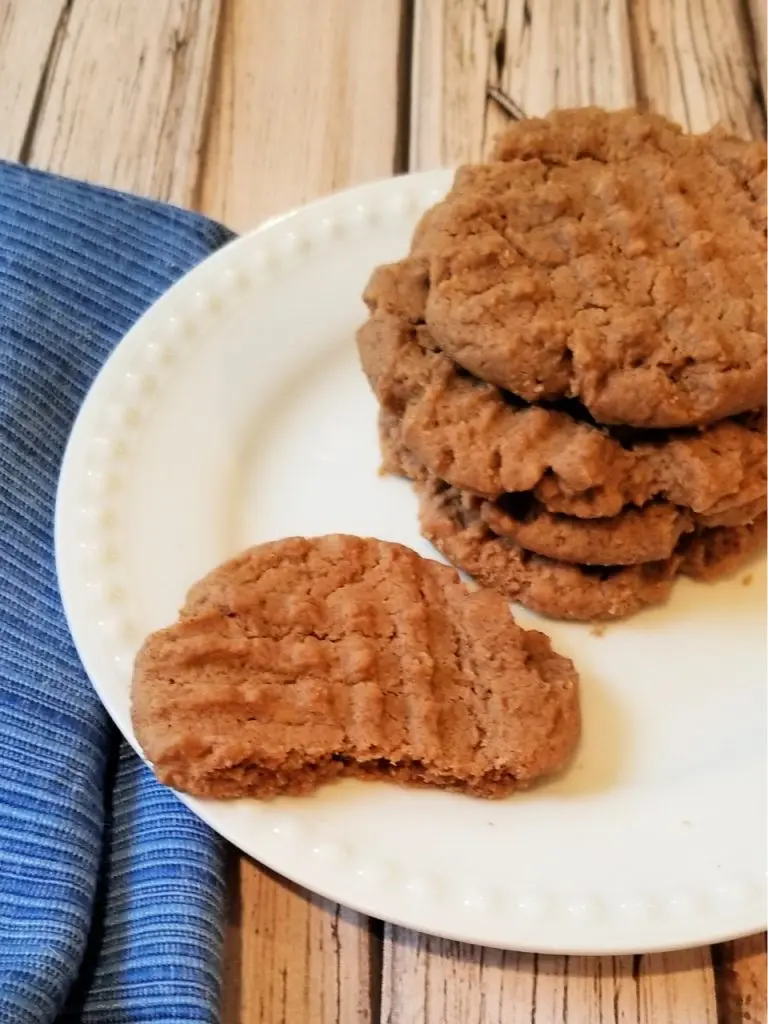 A plate full of the finished almond butter cookies ready to eat or share. 