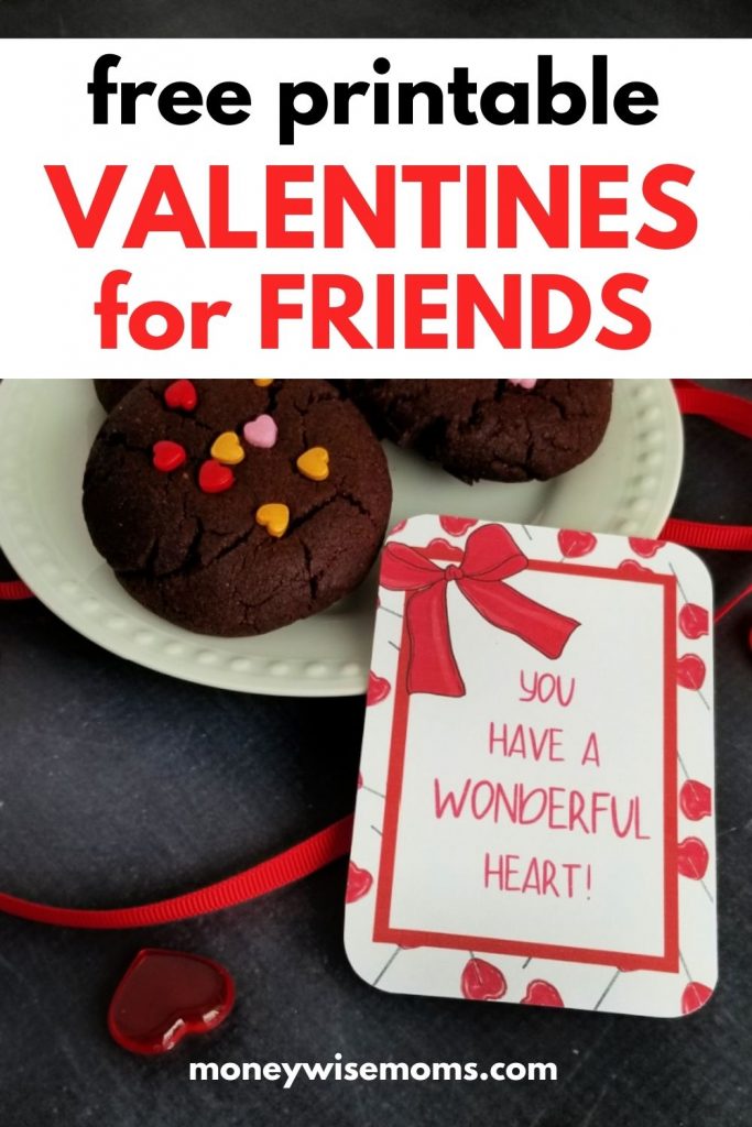 Friend Valentine card printable with plate of cookies