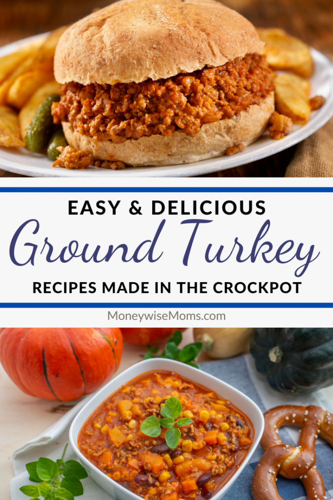 Another pin showing the finished ground turkey slow cooker recipes ready to eat. 