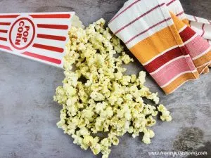 Featured image showing the finished rosemary parmesan popcorn.