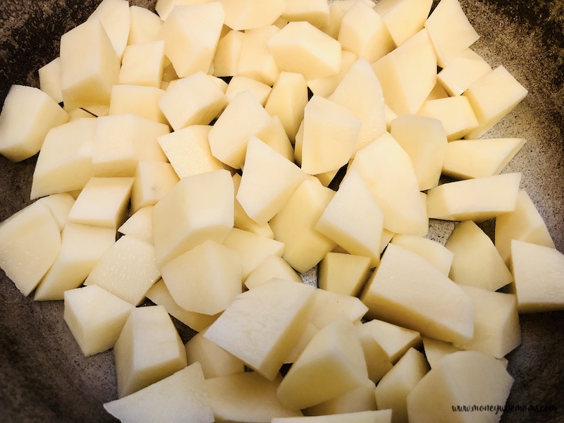 chopped potatoes ready to boil 