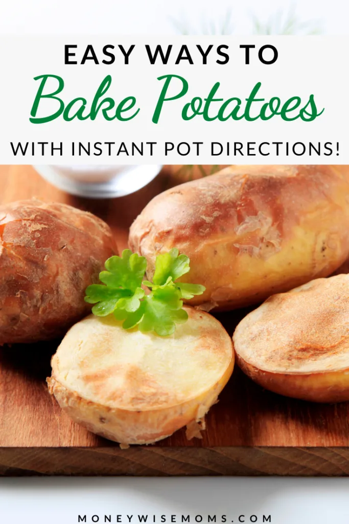 another pin showing finished baked potatoes with title across the top