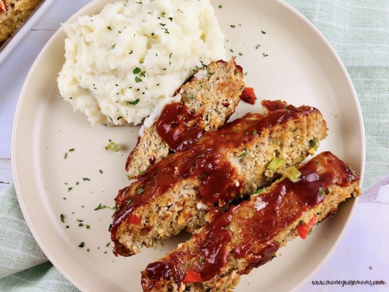 Finished recipe for meatloaf with no breadcrumbs ready to eat.