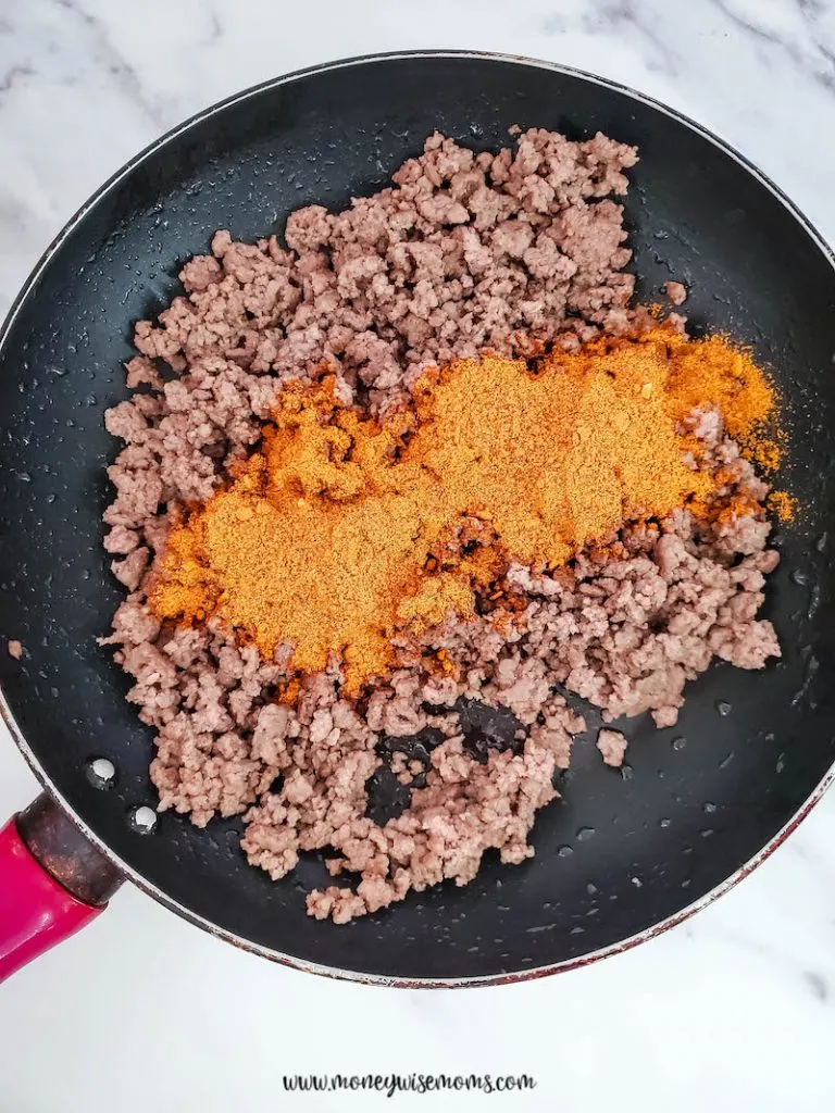 taco seasoning added to the ground beef. 