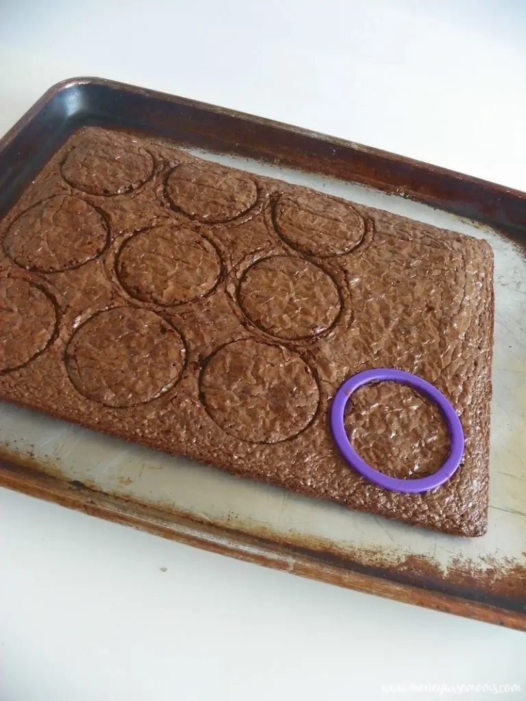brownies cut into circles.