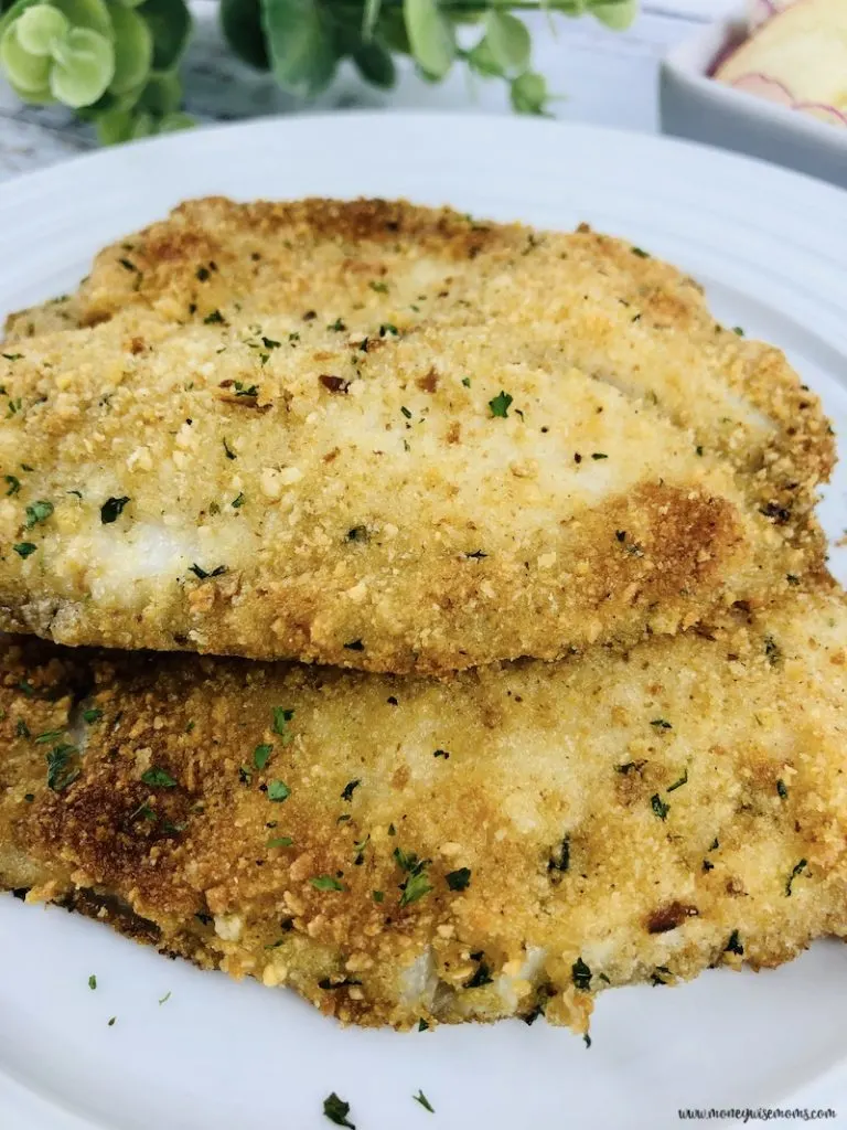 Finished parmesan crusted tilapia recipe ready to eat