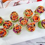top down view of the finished and sliced veggie pinwheels ready to eat